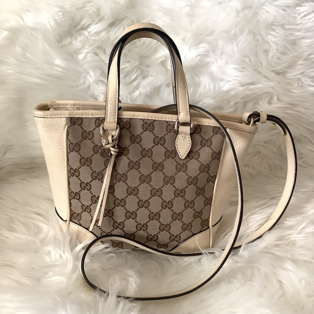 🛍 GUCCI Small Bree GG Leather Crossbody Bag Beige 449241 - GUC
